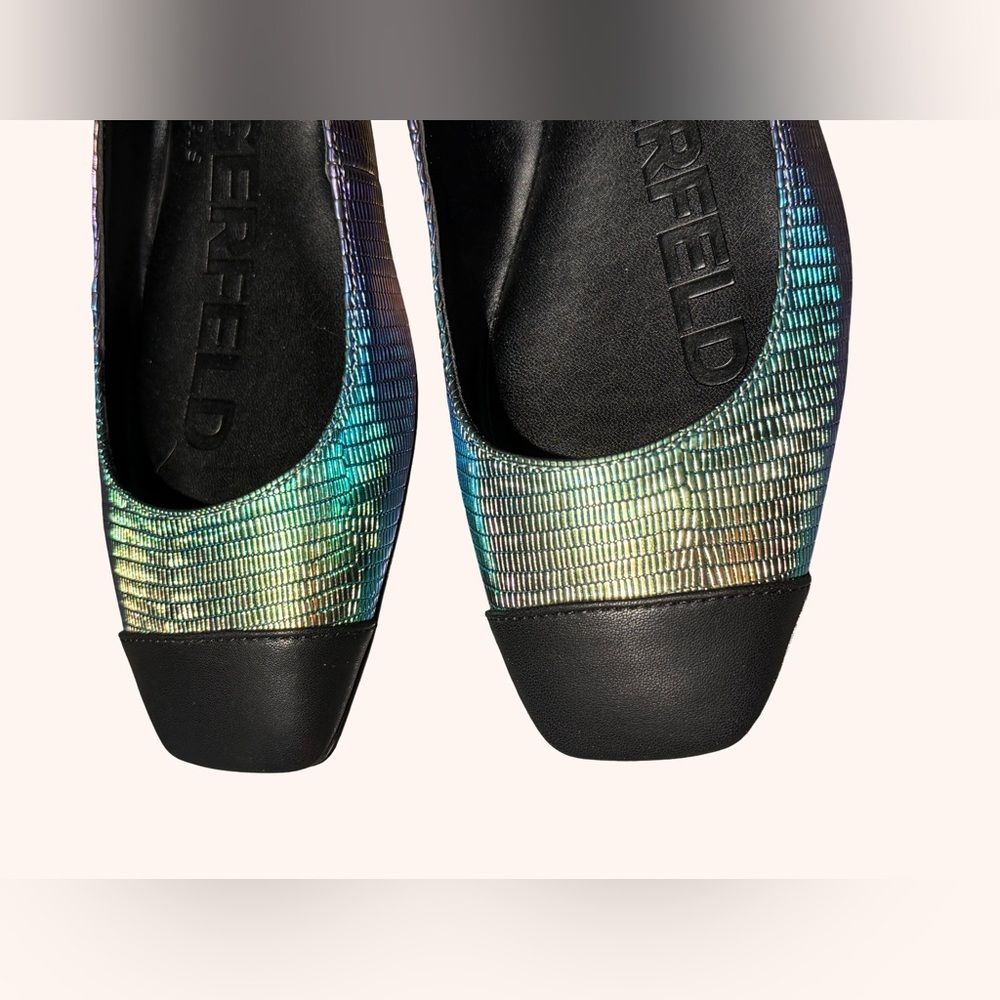 Karl Lagerfeld NWT Various Sizes Silver Iridescent Elegance Flats Loafer (SH005) - Picture 4 of 8